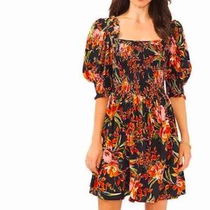 Brand new black floral mini dress XL